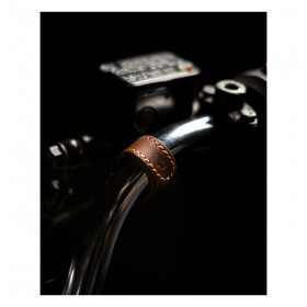 Trip Machine tobacco brown leather motorcycle handlebar cable wrap