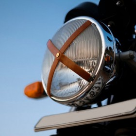 Vintage brown leather stripes for motorcycle headlight
